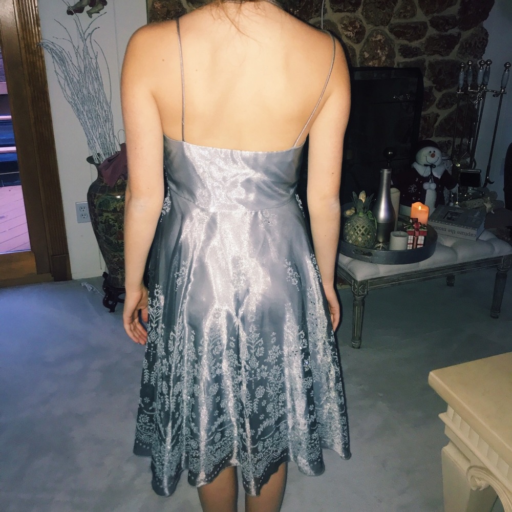 Gray shimmer beaded dress